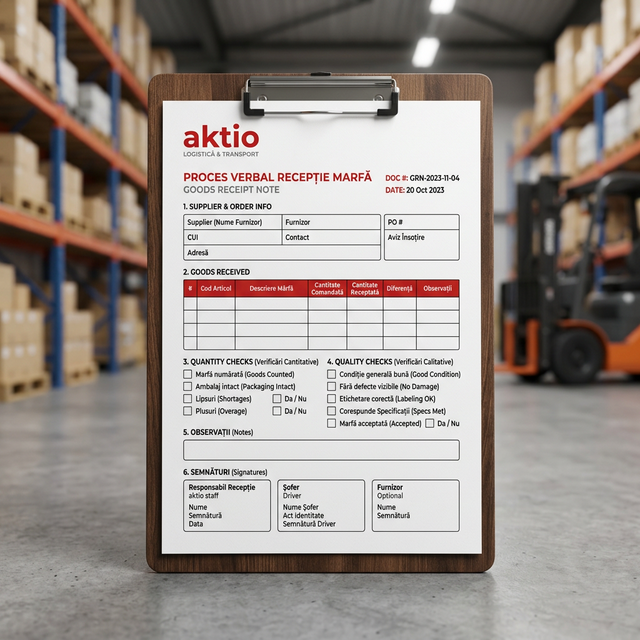 Proces Verbal de Recepție Marfă
